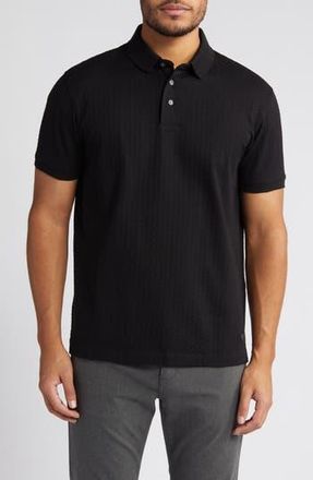Emporio Armani Textured Chevron Cotton Polo in Black at Nordstrom Rack, Size Xx-Large