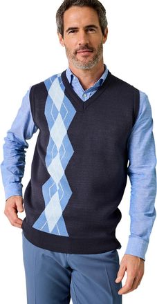 Tootal Mens Argyle Slipover - Lightweight Casual Sleeveless Jumper Navy XXL