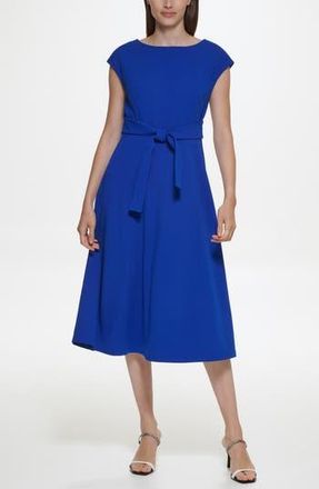 Calvin Klein Cap Sleeve Scuba Crepe Midi Dress in Regatta at Nordstrom Rack, Size 4