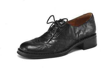 TinaCus Womens Genuine Leather Round Toe Comfort Office Business Casual Oxfords Shoes, Black, 3 UK