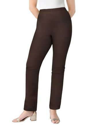 Roaman's Plus Size Comfort Stretch Straight Leg Jean in Chocolate at Nordstrom, Size 14