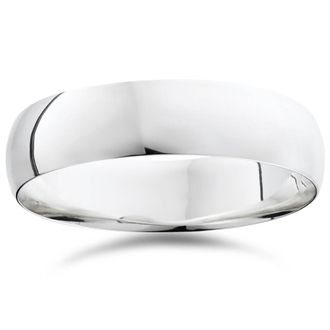 Pompeii3 6mm Dome High Polished Wedding Band 10K White Gold Size Selectable