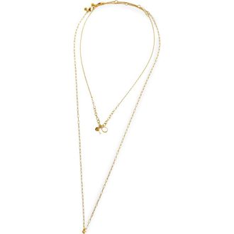 Madewell Long Horn Mother of Pearl Layered Necklace in Antique Gold at Nordstrom