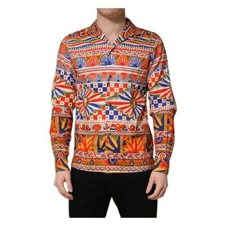 Dolce & Gabbana Casual Shirts, male, Multicolor, Size: S Carretto-Print Cotton Shirt