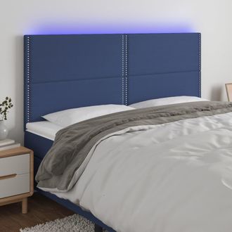 vidaXL Cabecero Con Luces Led Tela Azul 200x5x118/128 Cm Vidaxl