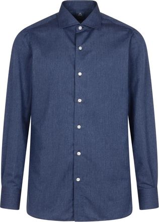 Finamore Napoli Shirt - Heren - Casual Overhemden - Blauw - L - Overhemden