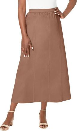 Jessica London Stretch Denim Jegging Skirt in Creamy Mocha at Nordstrom, Size 28