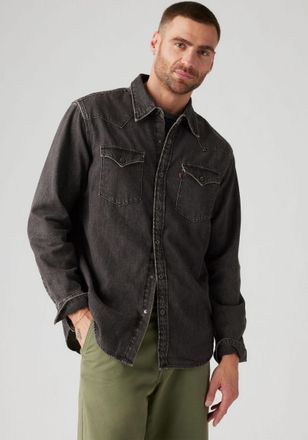Levi's Jeanshemd LEVIS LE BARSTOW WESTERN STAND, Damen, Gr. S, N-Gr, schwarz (schwarz washed), Web, Obermaterial: 80% Baumwolle, 20% Hanf, normal, Hemden Jea