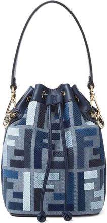 Fendi Ff Embroidery Mon Tresor Canvas Bucket Bags