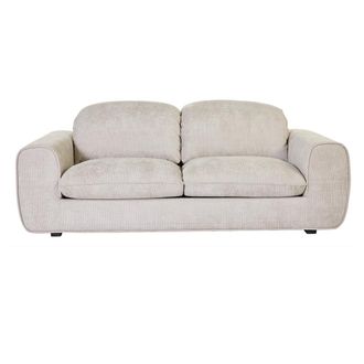 Miliboo Sof&aacute; Cama Con Reposacabezas Ajustables 3 Plazas De Tela Terciopelo Chenilla Beige Noam