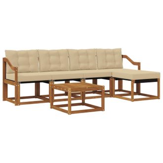 vidaXL Conjunto De Sof&aacute;s De Exterior Con Coj&iacute;n 6 Pcs Natural Y Beige Vidaxl