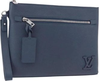 Louis Vuitton Pre-owned Pouch - Dames - Vintage Clutch - Blauw - ONE Size - Leer - Vintage