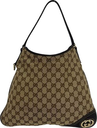 Gucci Brown Canvas Leather Shoulder Bag Tote Bag (Pre-Owned)