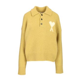 Ami Ami de Coeur Polo - male - Ami Paris - Round-neck Knitwear - Yellow - XS - Knitwear