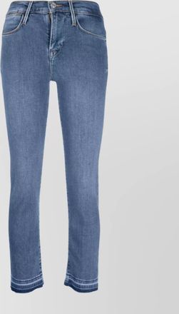 Frame Denim straight hem fray belt loops contrast stitching