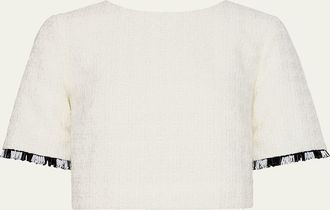 Milly Lee Bead Fringe Tweed Crop Top