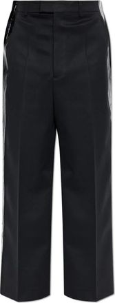 VETEMENTS Nette Pantalon met Persvouwen en Decoratieve Strepen aan de Zijkant - Heren - Nette broeken - Zwart - XL - Wol - Broeken