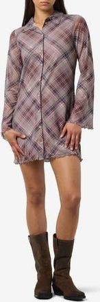 Noisy May Gracie Long Sleeve Mini Shirtdress in Charcoal Gray Aop Ch at Nordstrom Rack, Size X-Small