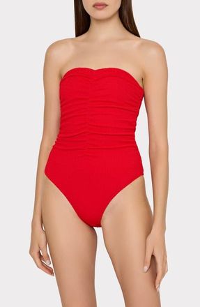 Milly Textured Ruched One-Piece Swimsuit at Nordstrom, Size X-Small