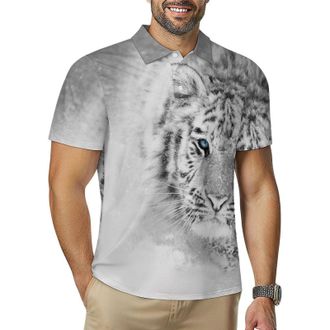 Generic Snowy White Tiger Mens Golf Polo Shirt Quick Dry T-Shirts Tennis Tops Short Sleeve