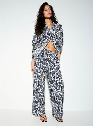 Vero Moda Womens Wrinkled texture printed wide-leg pant