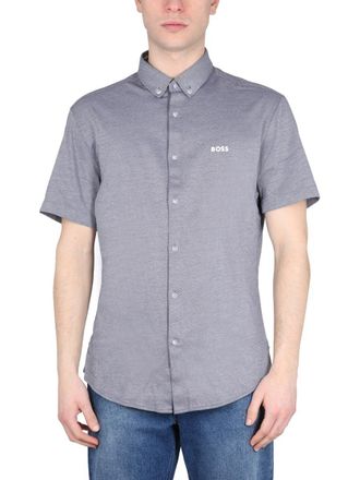 HUGO BOSS Logo Button-Down Shirt - Gray