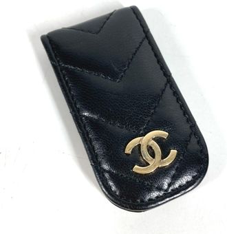 Chanel Black Leather Money Clip (Pre-Owned)