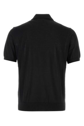 Prada Mens Black Wool Polo Shirt Nero Exterior: Virgin Maglieria Sweater