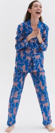 Desmond & Dempsey Long Pajama Set in Chango Blue/pink at Nordstrom, Size X-Small Uk