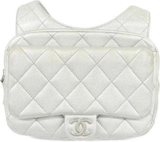 Chanel Pre-owned Leren Rugzak - unisex - Vintage Rugzakken - Grijs - ONE Size - Leer - Vintage
