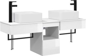 vidaXL Juego De Muebles De Ba&ntilde;o 3 Uds. Blanco Brillante Vidaxl