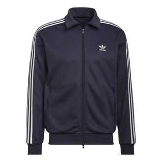 adidas Mens adidas originals Stripe Printing Stand Collar Sports Jacket Dark Grey Navy Blue HB9445
