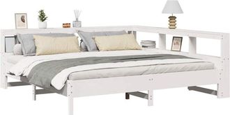 vidaXL Vidaxl - Cama Con Estanter&iacute;a Sin Colch&oacute;n Madera Maciza Blanca 180x200 Cm
