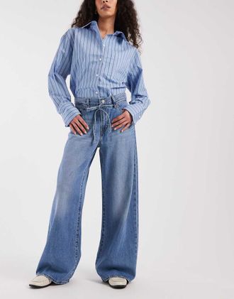 Levi's XL - Jeans dritti allacciati in vita blu medio