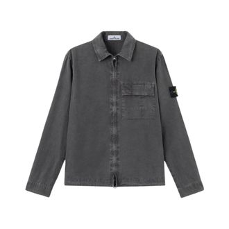 Stone Island Overshirt met ritssluiting - Heren - Zomerjassen - Grijs - XL - Katoen - Jassen