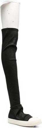 Rick Owens Round Toe Canvas Sneaker - Black