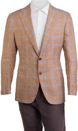 Kiton Windowpane Linen-Silk Sport Jacket