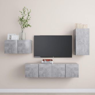 vidaXL Juego De Muebles De Sal&oacute;n 4 Piezas Gris Hormig&oacute;n Vidaxl