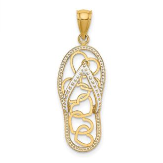 Diamond2Deal 14k Yellow Gold Multi Heart Flip-Flop White Enamel Charm