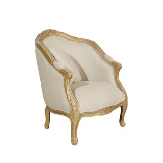 Robin des Bois Sill&oacute;n de madera maciza de caucho y lino cord&oacute;n