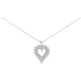 House of Brilliance Silver 3.00 Cttw Diamond Cluster Heart 18 Pendant Necklace in White at Nordstrom