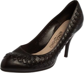 Ferragamo Dark Brown Leather Pumps