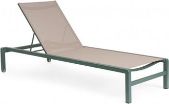 Konte Design Lote de 4 tumbonas reclinables de aluminio verde y textileno gris topo