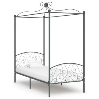 vidaXL Estructura Cama Con Dosel Sin Colch&oacute;n Metal Gris 90x200 Cm Vidaxl