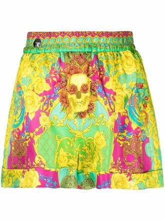 Philipp Plein baroque-print shorts - Green