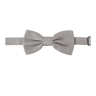 Dolce & Gabbana Bow Ties, male, Gray, ONE SIZE, Gray Silk Tied Bow Tie