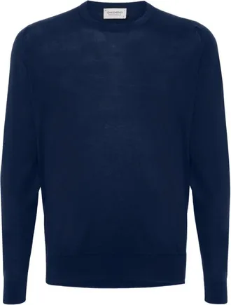 John Smedley Rowland Crew Neck Sweater - Heren - Truien - Blauw - Maat: S Katoen