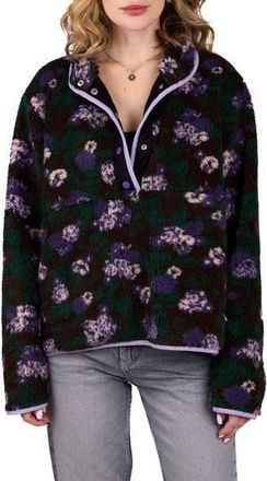 Saachi Floral Faux Shearling Pullover in Black at Nordstrom Rack