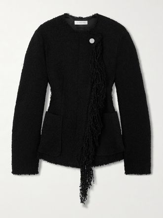 Lanvin Giacca In Misto Lana Bouclé Con Frange - Nero