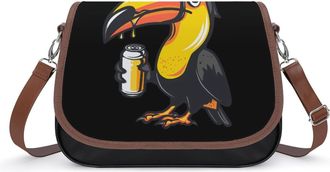 Generic Toucan Beer Drinking Tropical Bird Crossbody Bags for Women Shoulder Messenger Bag Purse Handbags